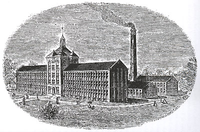 Aurora Watch Factory issustration from George Abbott, based on architect's plans, however only one wing was actually built